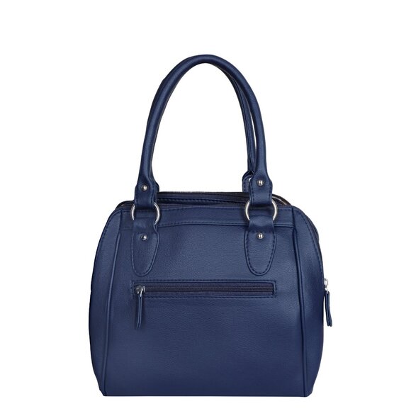 Vegan Leather Women’s Blue Handbag – Top Handle Satchel with Crossbody Strap - Picture 9 of 11